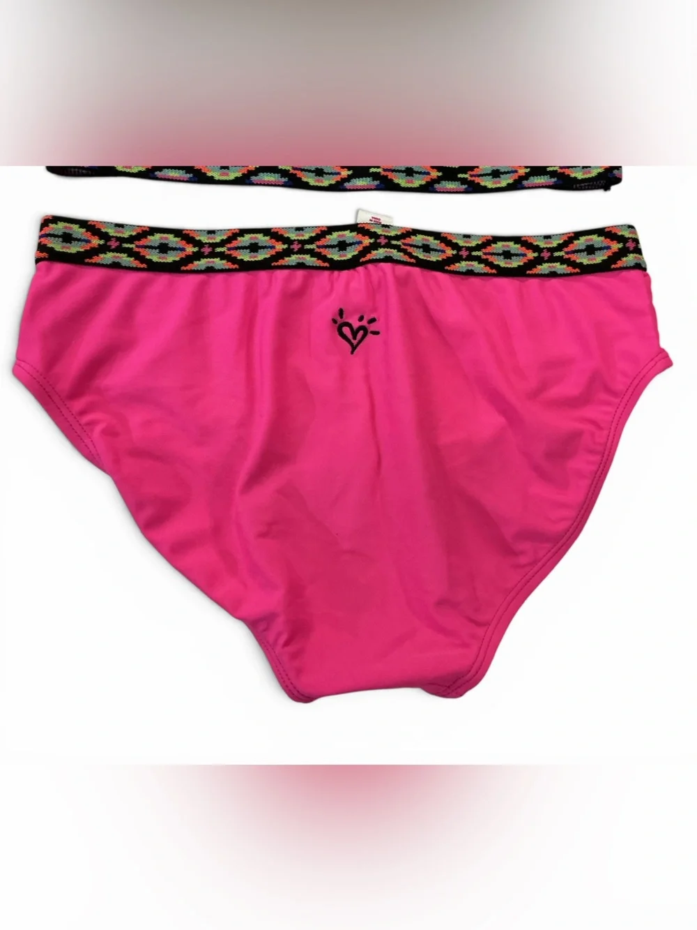 Bright Pink Woven Weave 2 pc. Bikini w/ Patterned Elastic Banding NWOT Size 16